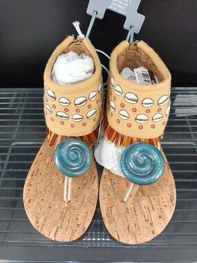 Disney Kids’ Cork Sandals With Fun Pattern & Fringe Accents
